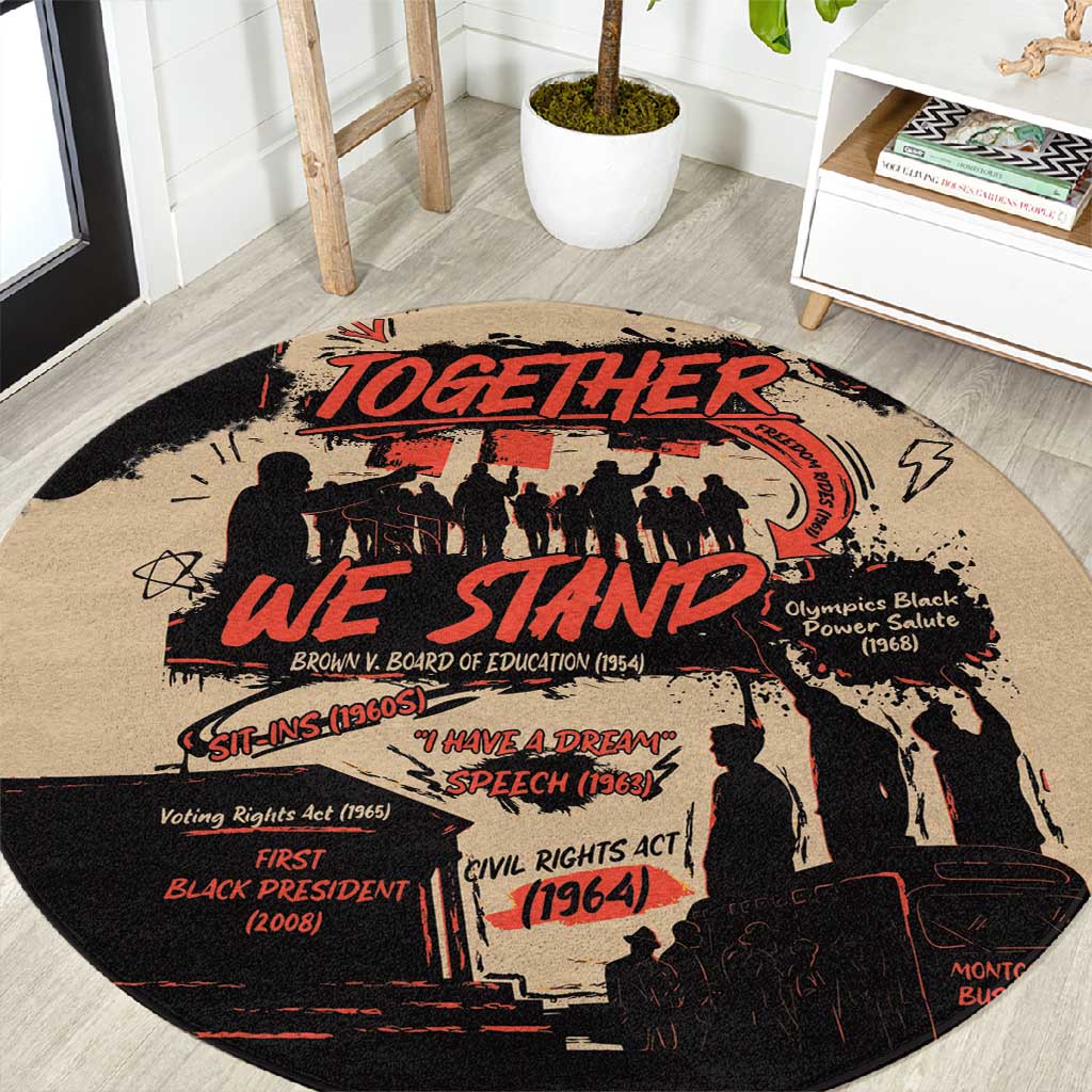 Together We Stand African American Round Carpet Important Milestones History Vintage DT03