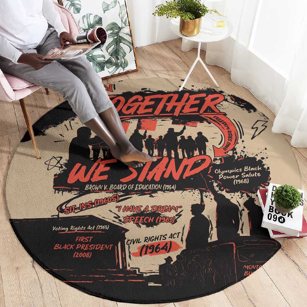 Together We Stand African American Round Carpet Important Milestones History Vintage DT03