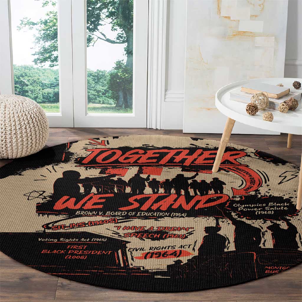Together We Stand African American Round Carpet Important Milestones History Vintage DT03