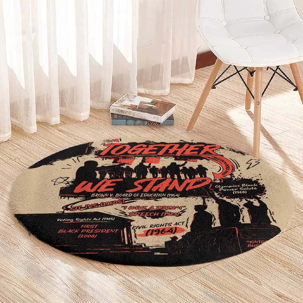 Together We Stand African American Round Carpet Important Milestones History Vintage DT03