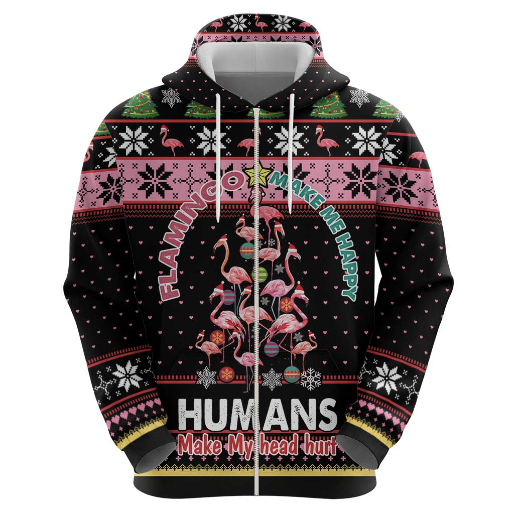 Flamingo Make Me Happy Christmas Tree Hoodie Human Make My Head Hurt DT03