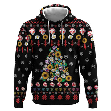 Hippie Xmas Hoodie Hippie Flower Christmas Tree DT03