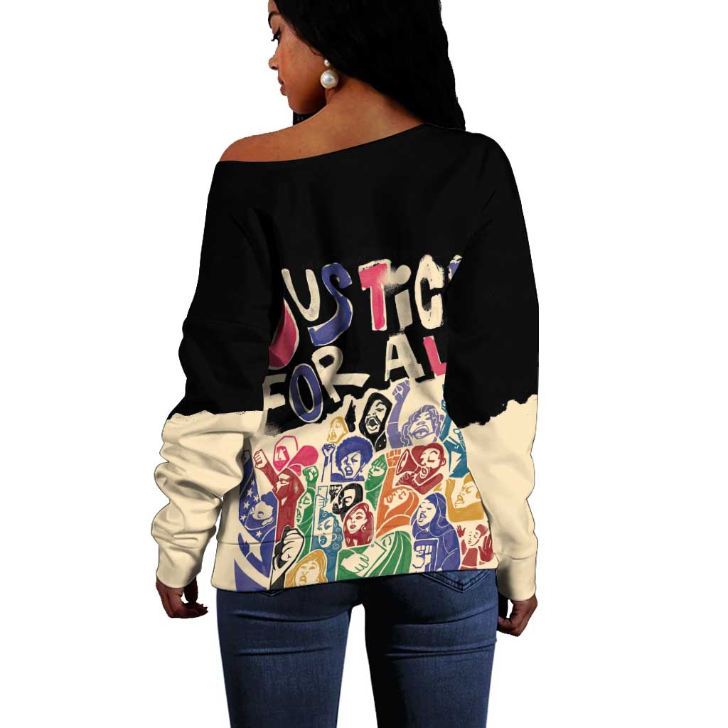 African Stand Firm Off Shoulder Sweater Justice For All DT03