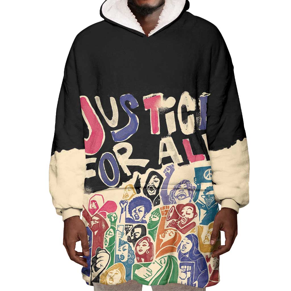 African Stand Firm Wearable Blanket Hoodie Justice For All DT03