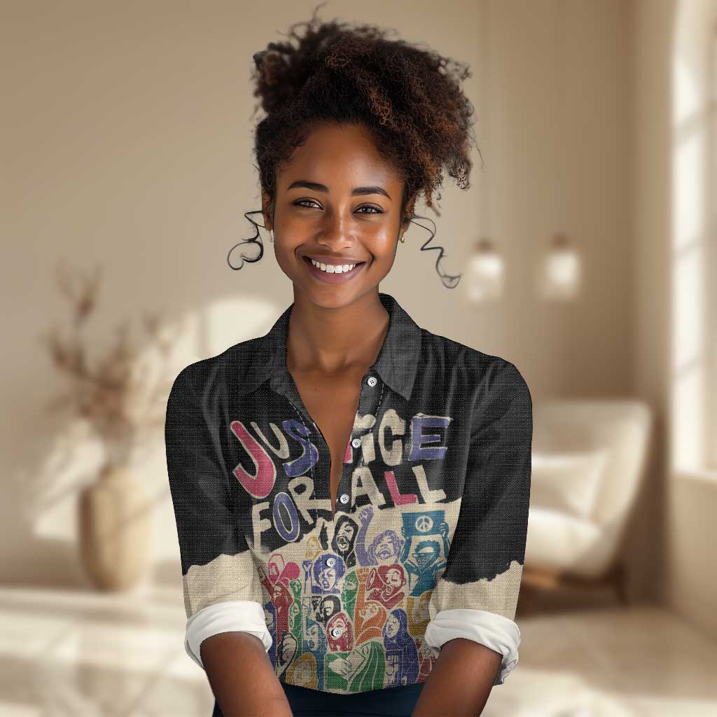 African Stand Firm Women Casual Shirt Justice For All DT03
