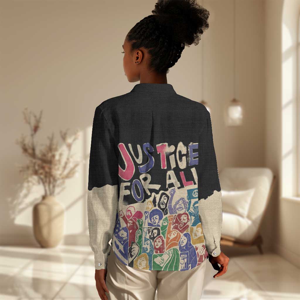 African Stand Firm Women Casual Shirt Justice For All DT03