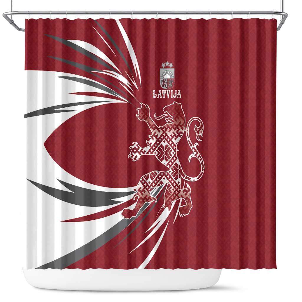 Latvia Shower Curtain Latvian Lion Traditional Pattern DT03