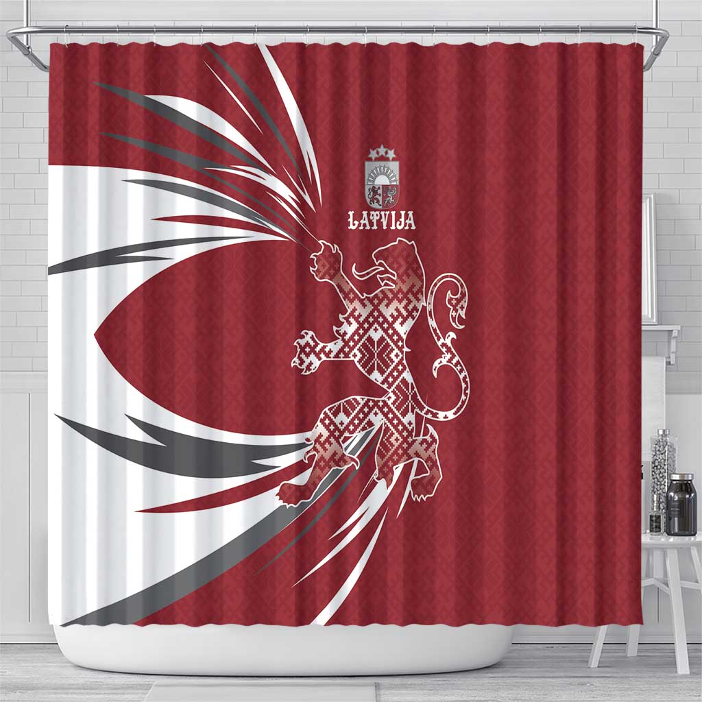 Latvia Shower Curtain Latvian Lion Traditional Pattern DT03