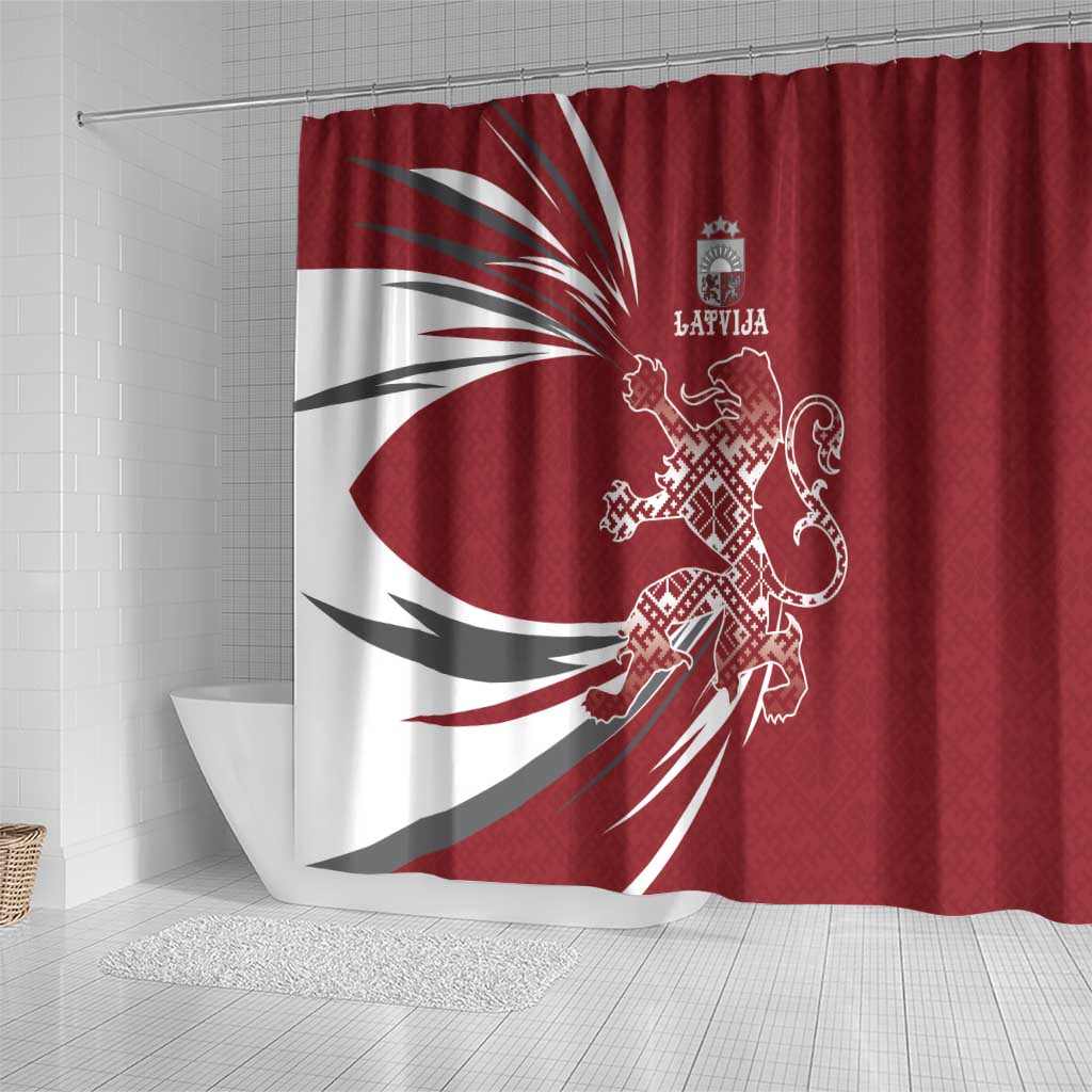 Latvia Shower Curtain Latvian Lion Traditional Pattern DT03