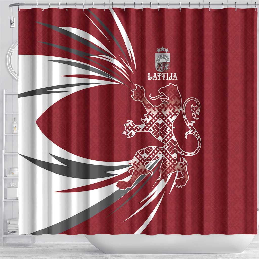 Latvia Shower Curtain Latvian Lion Traditional Pattern DT03
