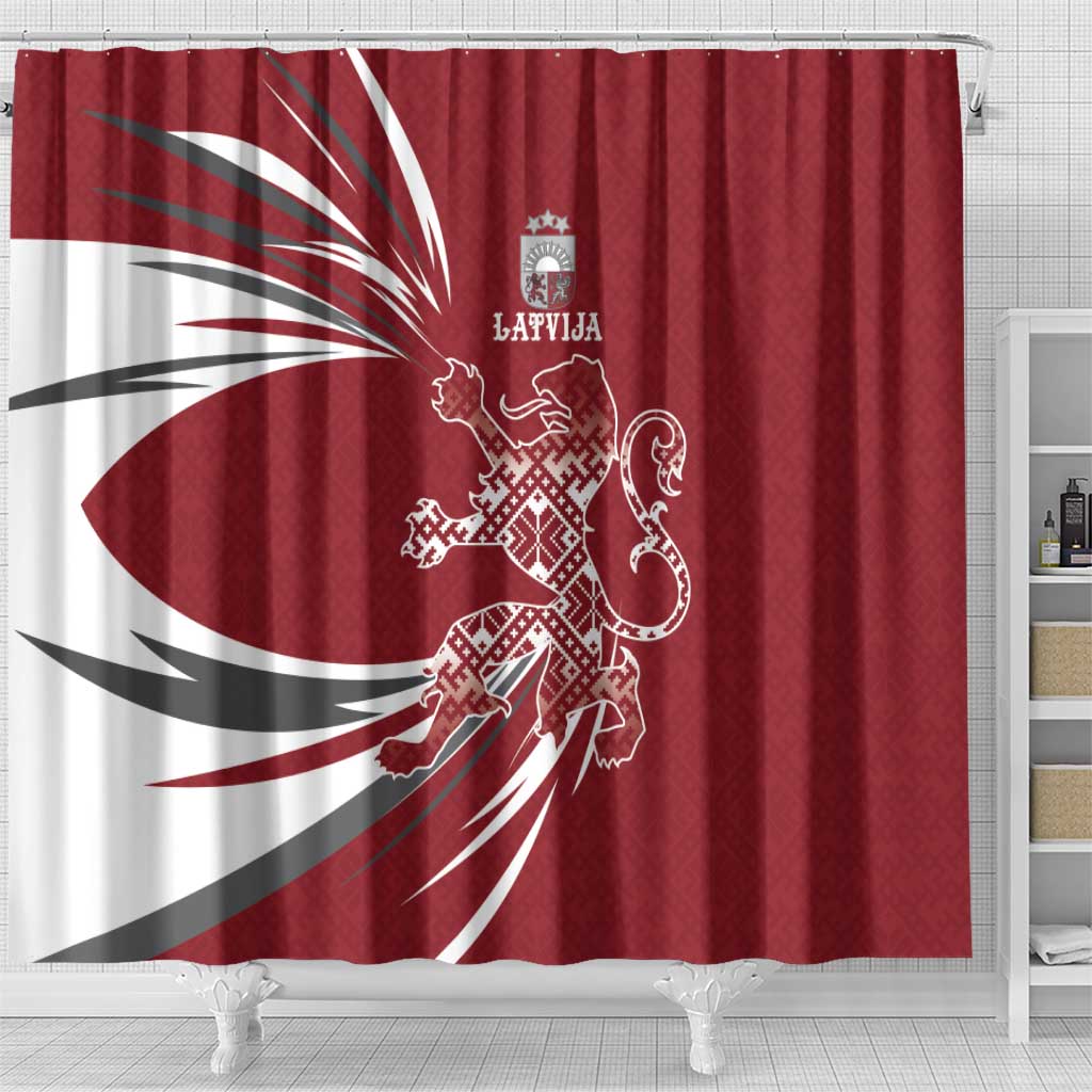Latvia Shower Curtain Latvian Lion Traditional Pattern DT03