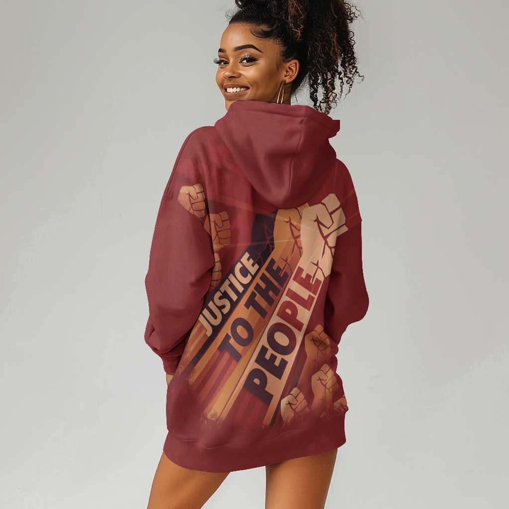 Justice To The People Africa Hoodie Dress Afro Raised Fist DT03