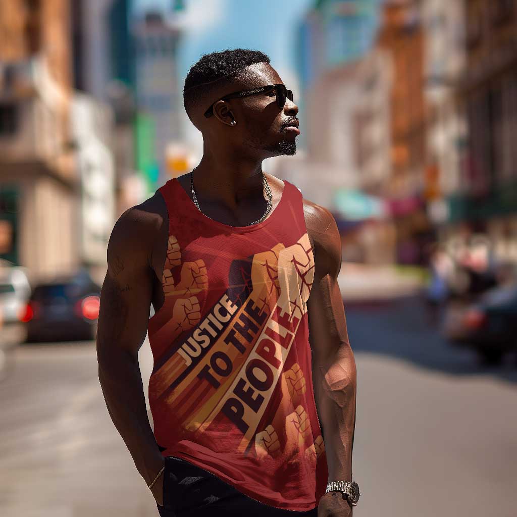 Justice To The People Africa Men Tank Top Afro Raised Fist DT03