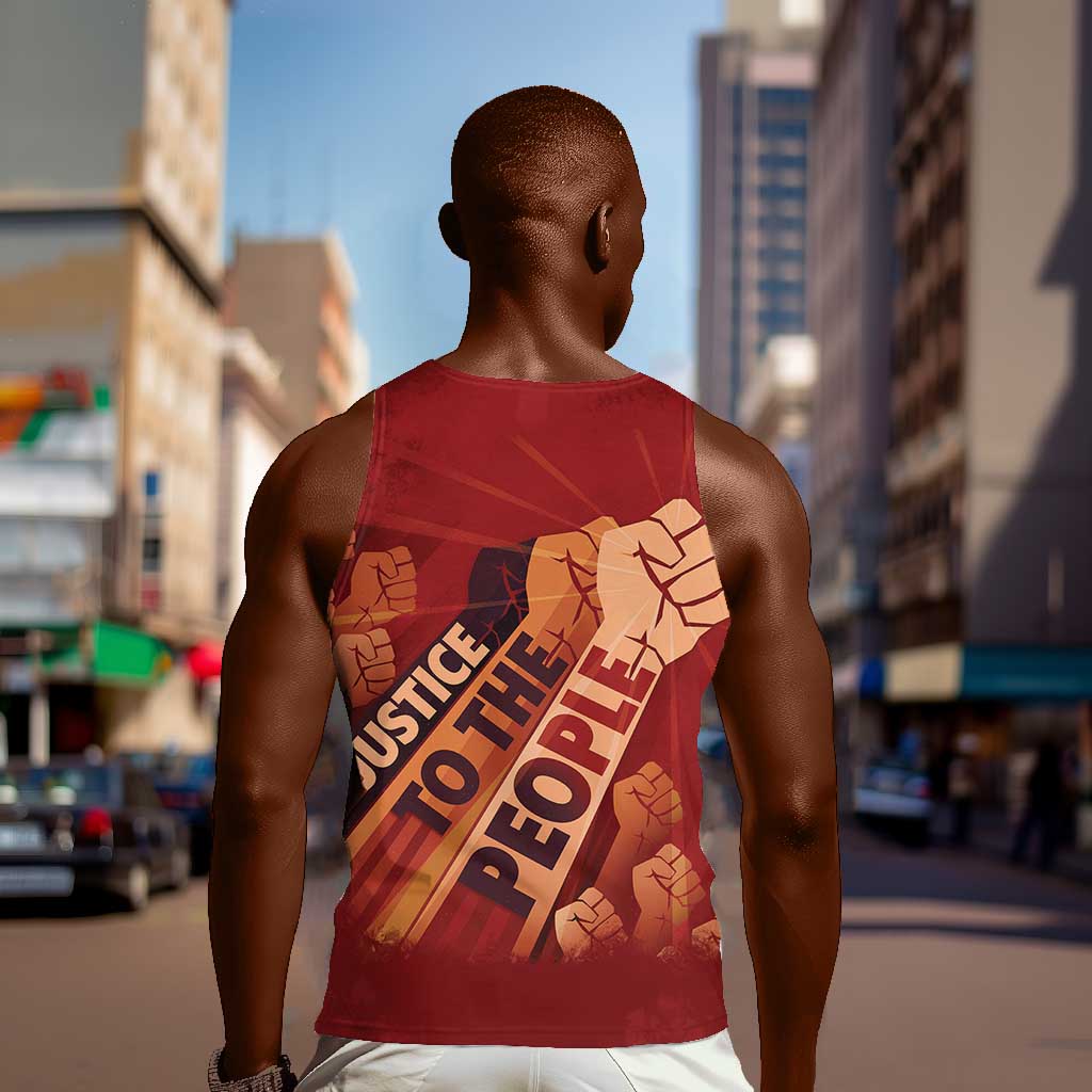Justice To The People Africa Men Tank Top Afro Raised Fist DT03