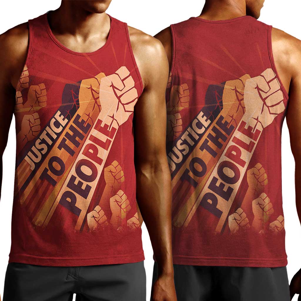 Justice To The People Africa Men Tank Top Afro Raised Fist DT03