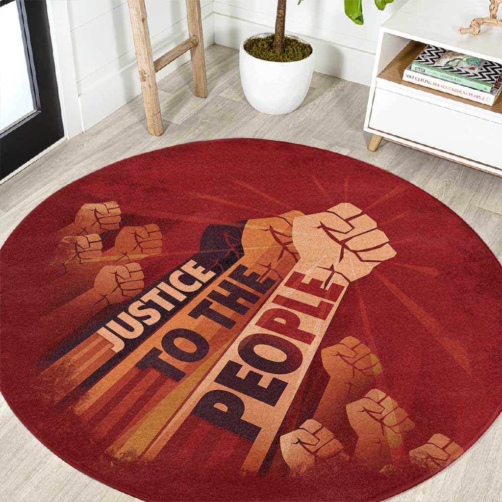 Justice To The People Africa Round Carpet Afro Raised Fist DT03