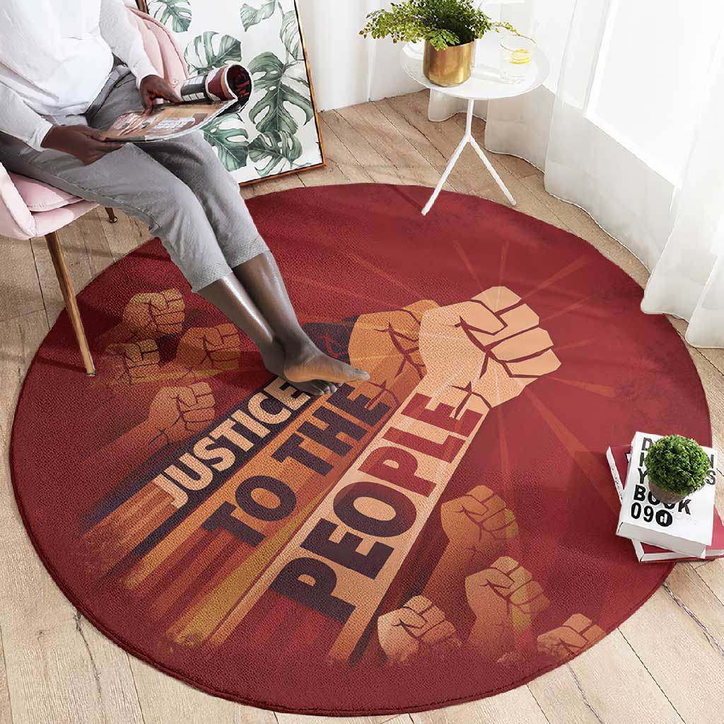 Justice To The People Africa Round Carpet Afro Raised Fist DT03