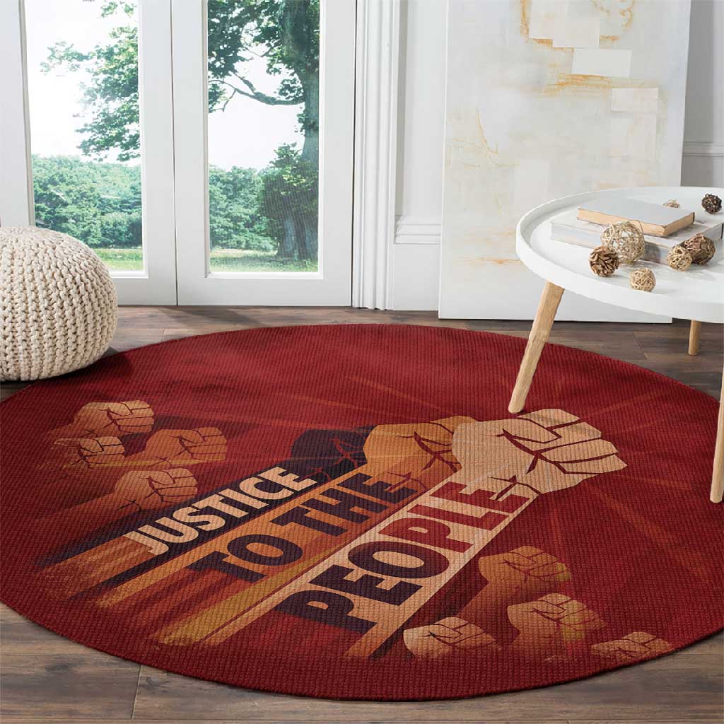 Justice To The People Africa Round Carpet Afro Raised Fist DT03