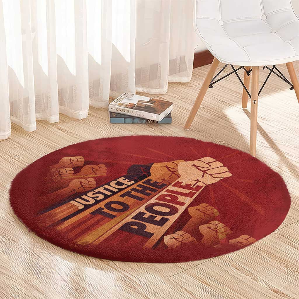 Justice To The People Africa Round Carpet Afro Raised Fist DT03