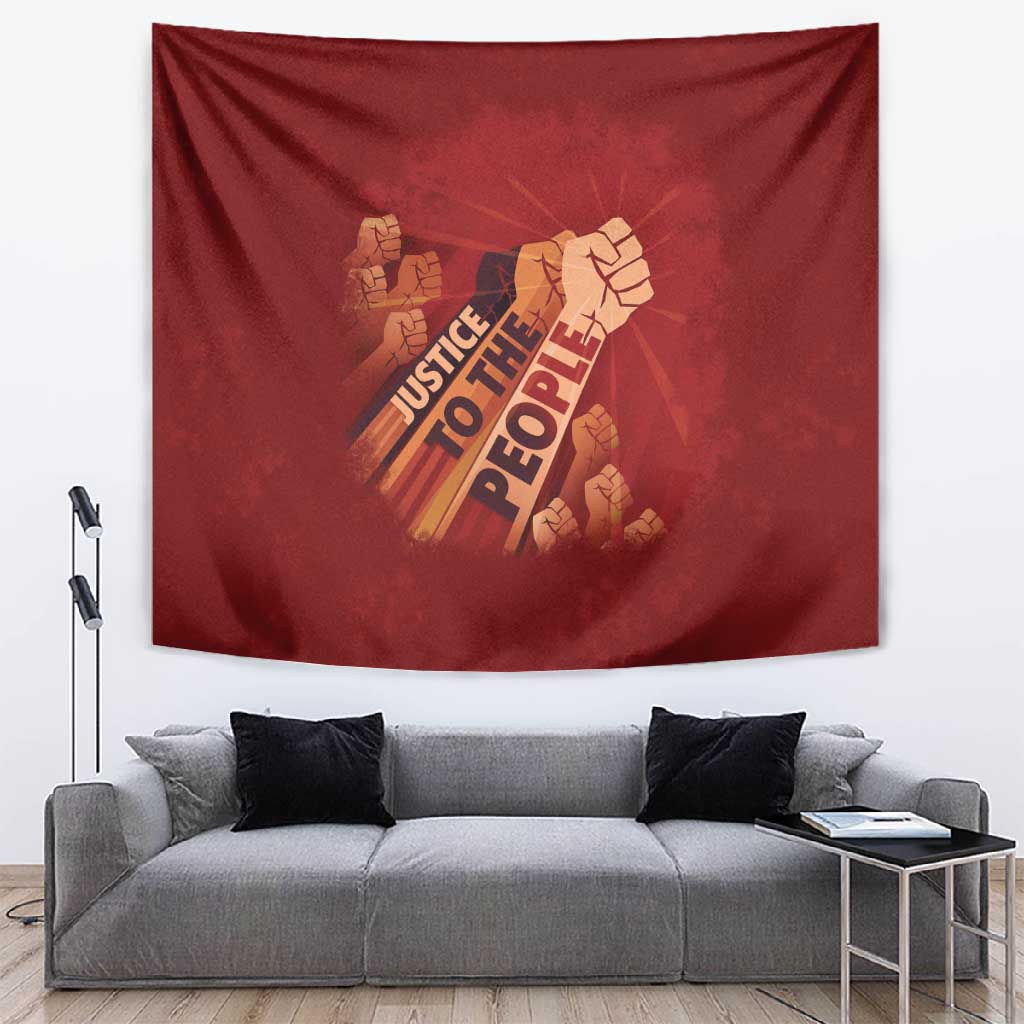 Justice To The People Africa Tapestry Afro Raised Fist DT03