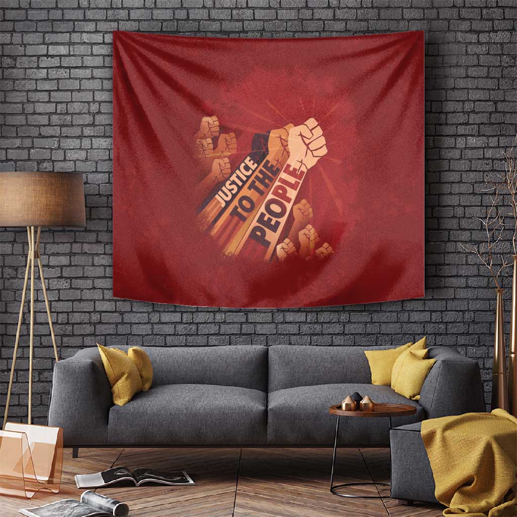 Justice To The People Africa Tapestry Afro Raised Fist DT03