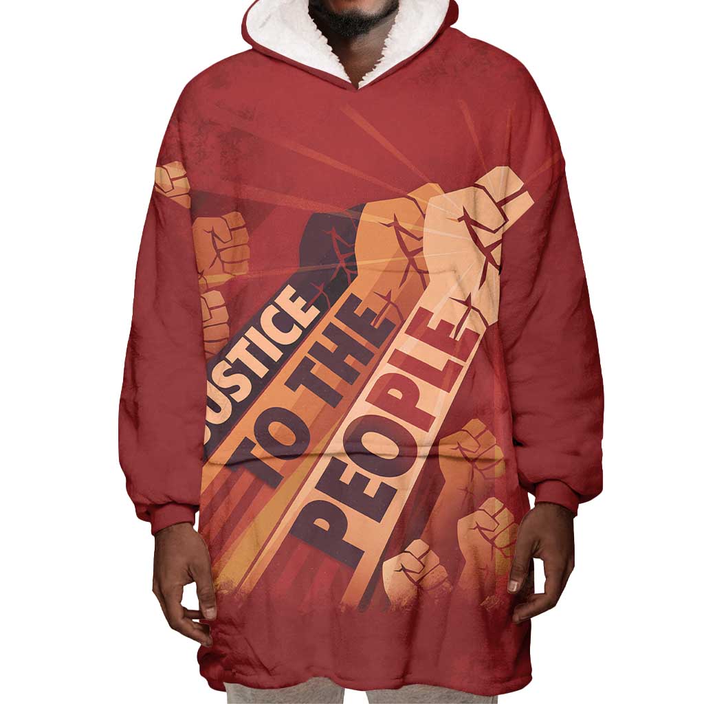 Justice To The People Africa Wearable Blanket Hoodie Afro Raised Fist DT03