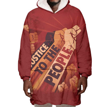 Justice To The People Africa Wearable Blanket Hoodie Afro Raised Fist DT03