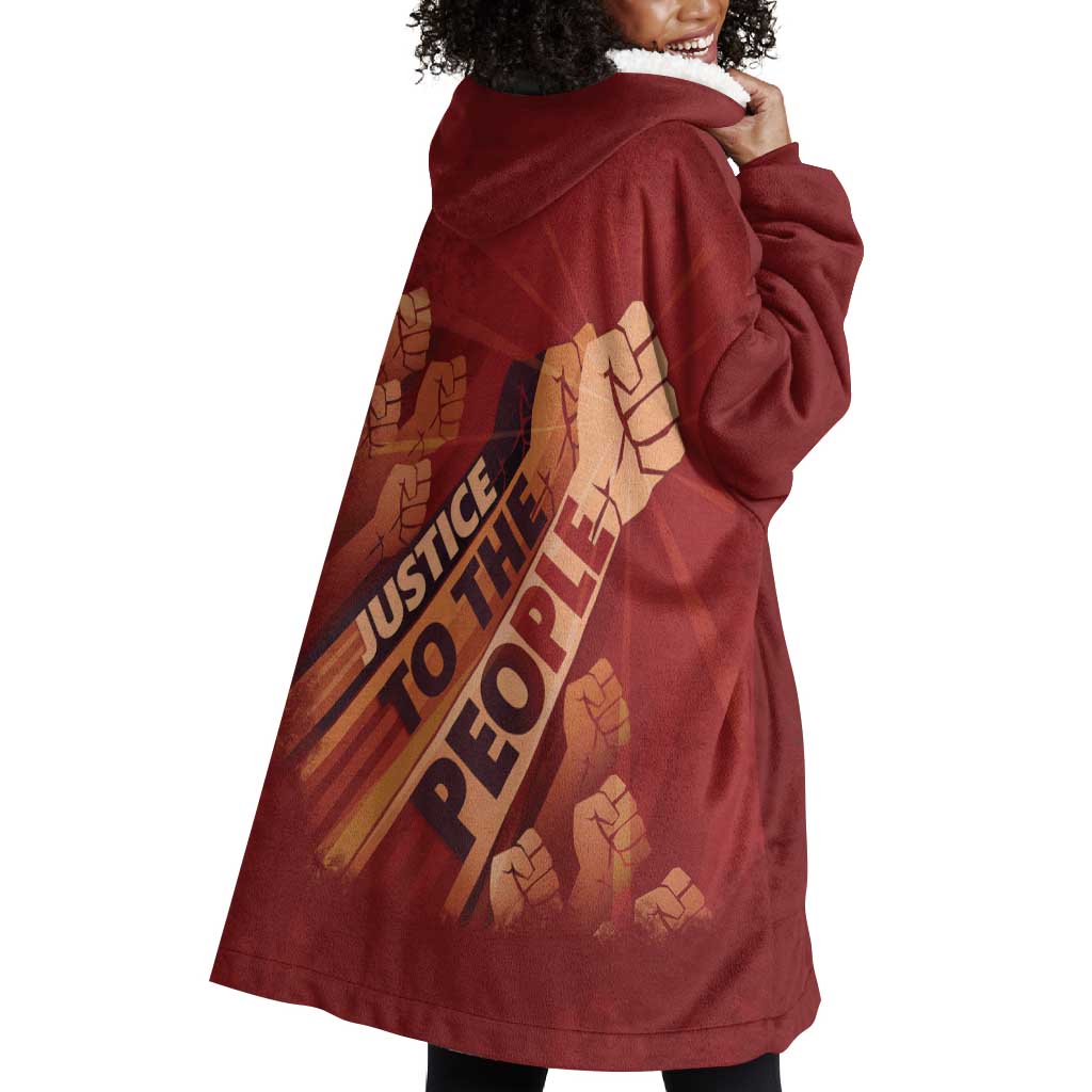 Justice To The People Africa Wearable Blanket Hoodie Afro Raised Fist DT03
