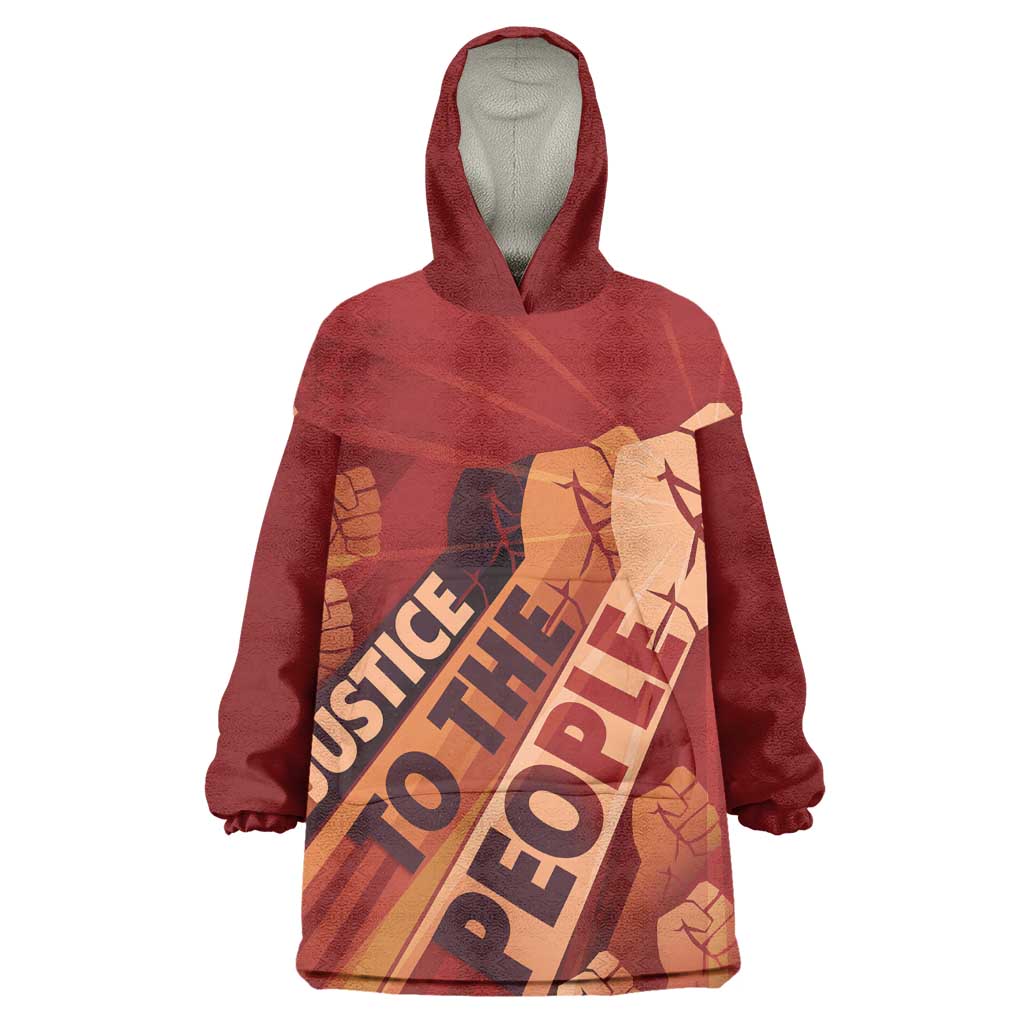 Justice To The People Africa Wearable Blanket Hoodie Afro Raised Fist DT03