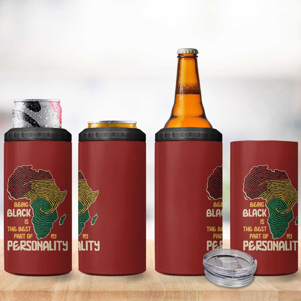 African Map Fingerprint 4 in 1 Can Cooler Tumbler Being Black Is The Best Part Of My Personality DT03