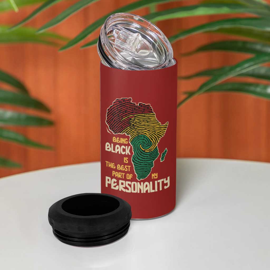 African Map Fingerprint 4 in 1 Can Cooler Tumbler Being Black Is The Best Part Of My Personality DT03