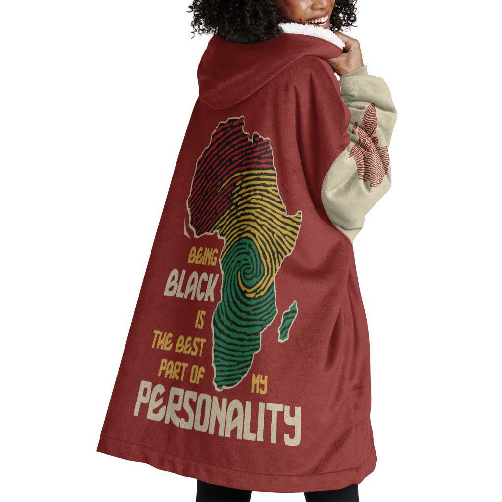 African Map Fingerprint Wearable Blanket Hoodie Being Black Is The Best Part Of My Personality DT03