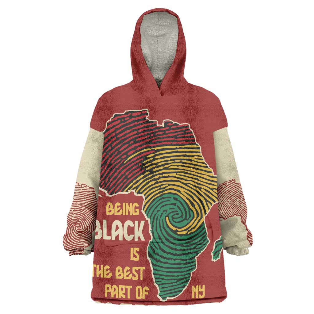 African Map Fingerprint Wearable Blanket Hoodie Being Black Is The Best Part Of My Personality DT03