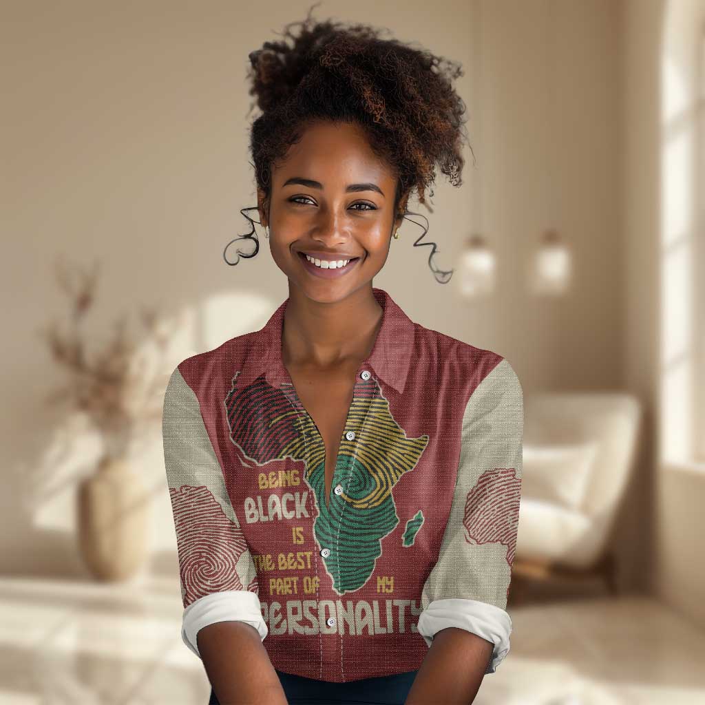 African Map Fingerprint Women Casual Shirt Being Black Is The Best Part Of My Personality DT03