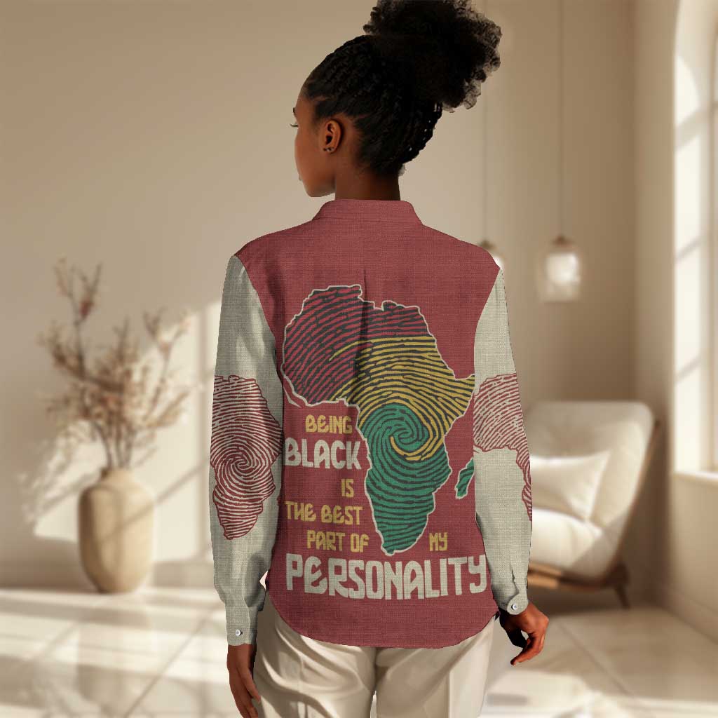 African Map Fingerprint Women Casual Shirt Being Black Is The Best Part Of My Personality DT03