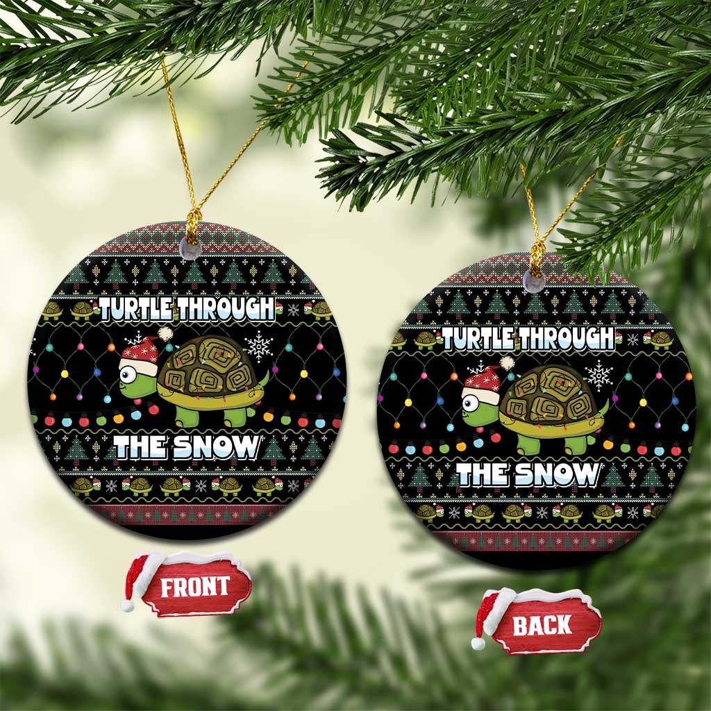 Turtle Through The Snow Christmas Ceramic Ornament DT03