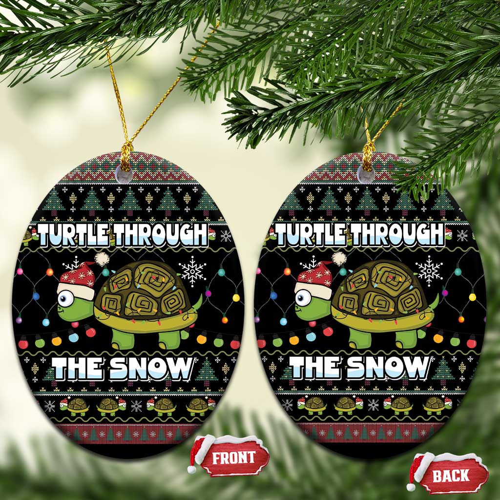 Turtle Through The Snow Christmas Ceramic Ornament DT03