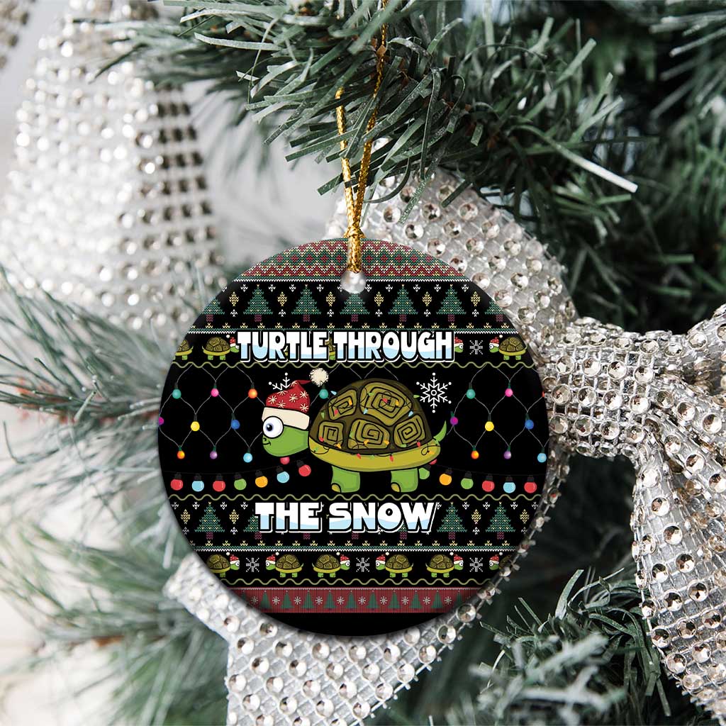 Turtle Through The Snow Christmas Ceramic Ornament DT03