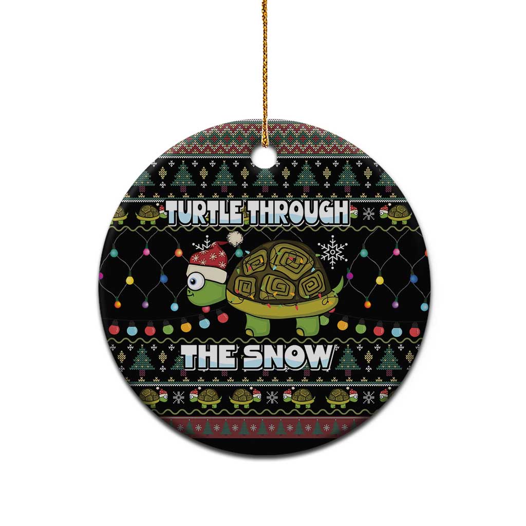 Turtle Through The Snow Christmas Ceramic Ornament DT03