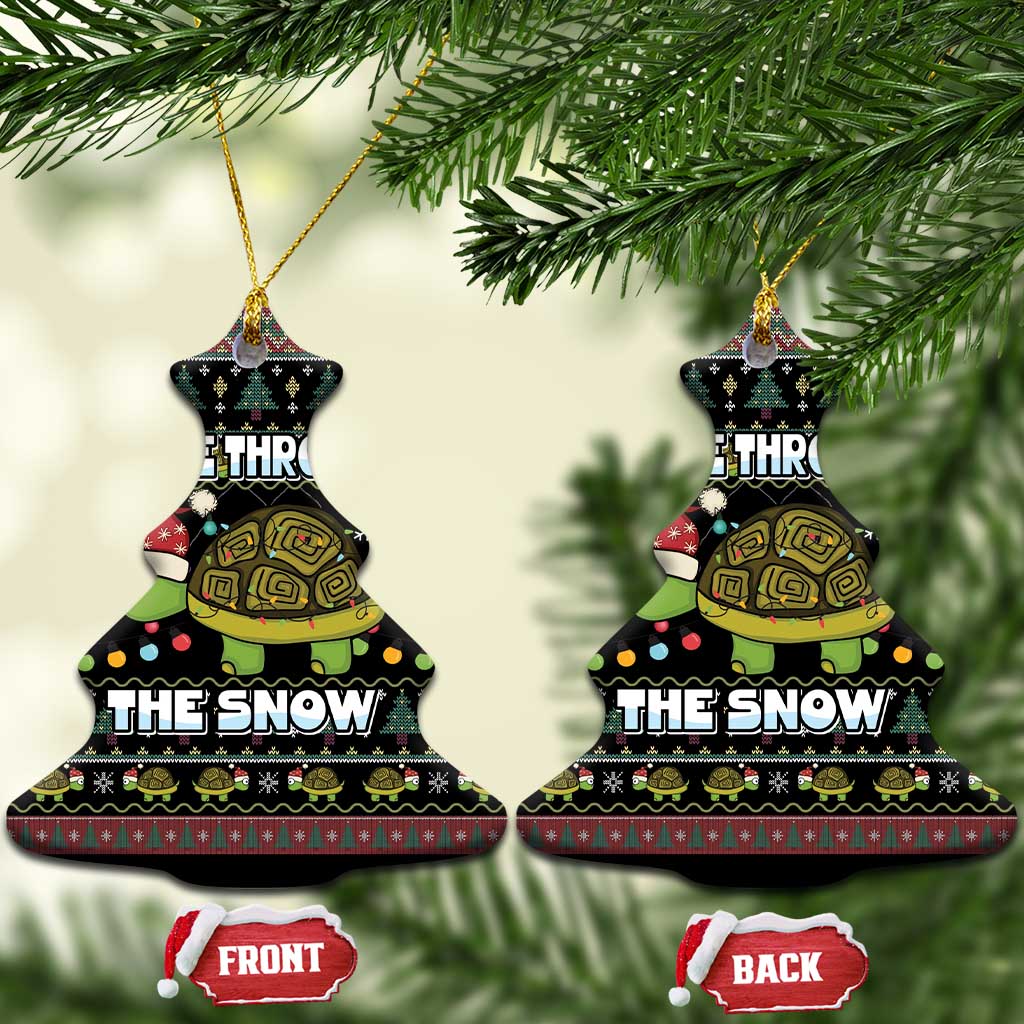 Turtle Through The Snow Christmas Ceramic Ornament DT03