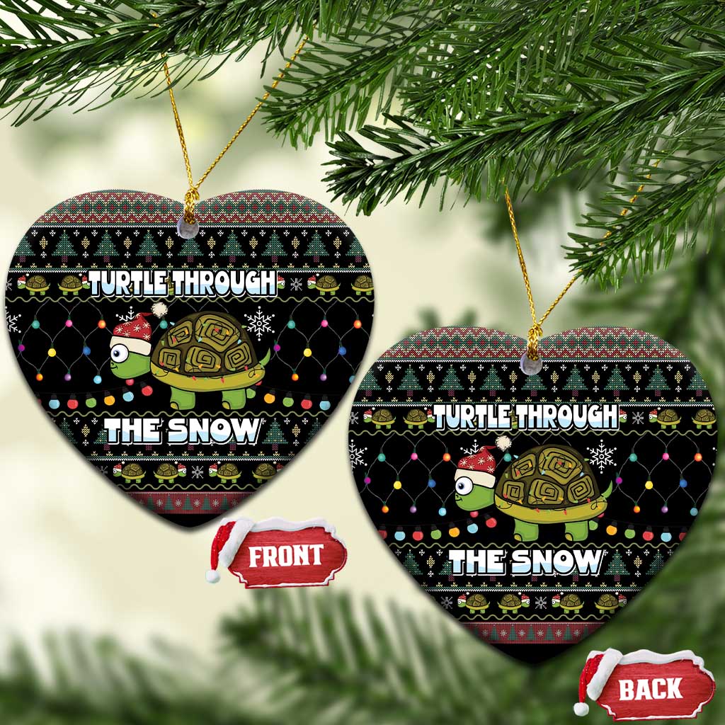 Turtle Through The Snow Christmas Ceramic Ornament DT03