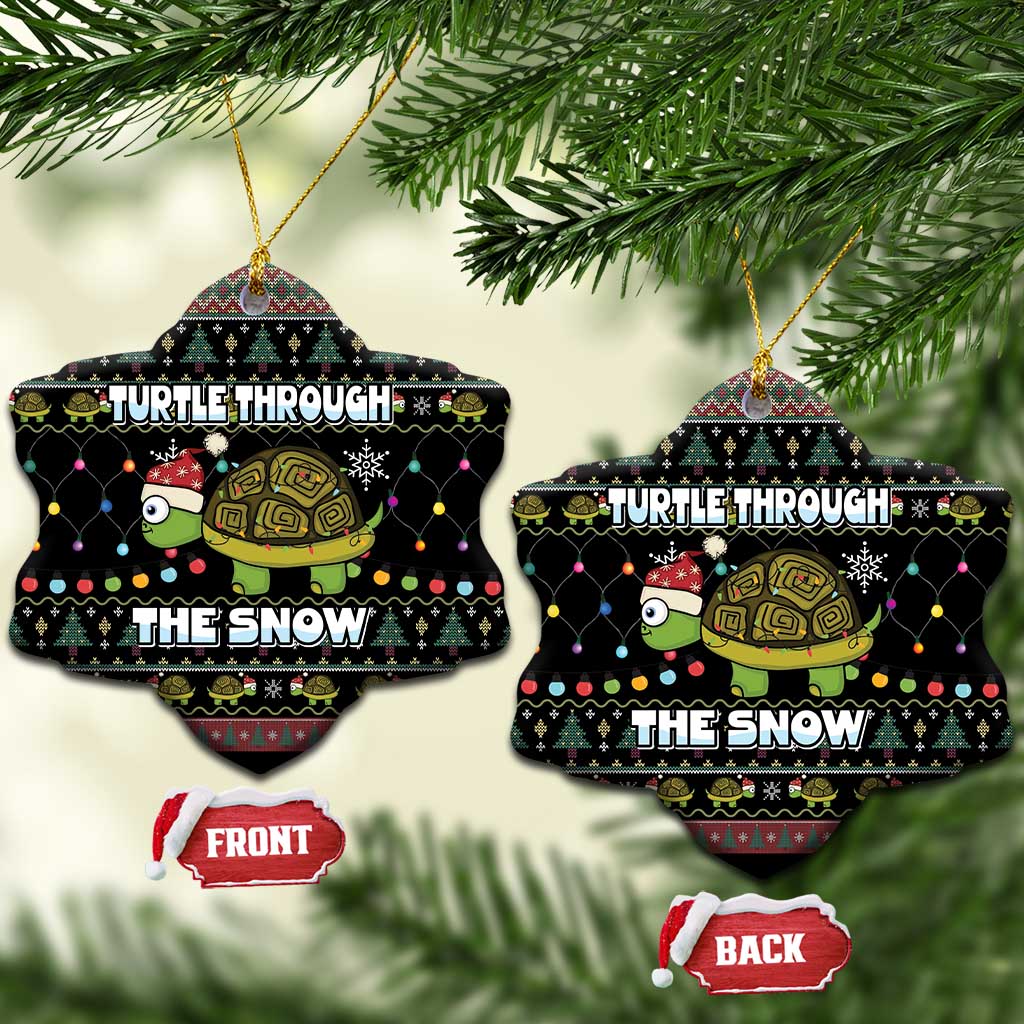 Turtle Through The Snow Christmas Ceramic Ornament DT03
