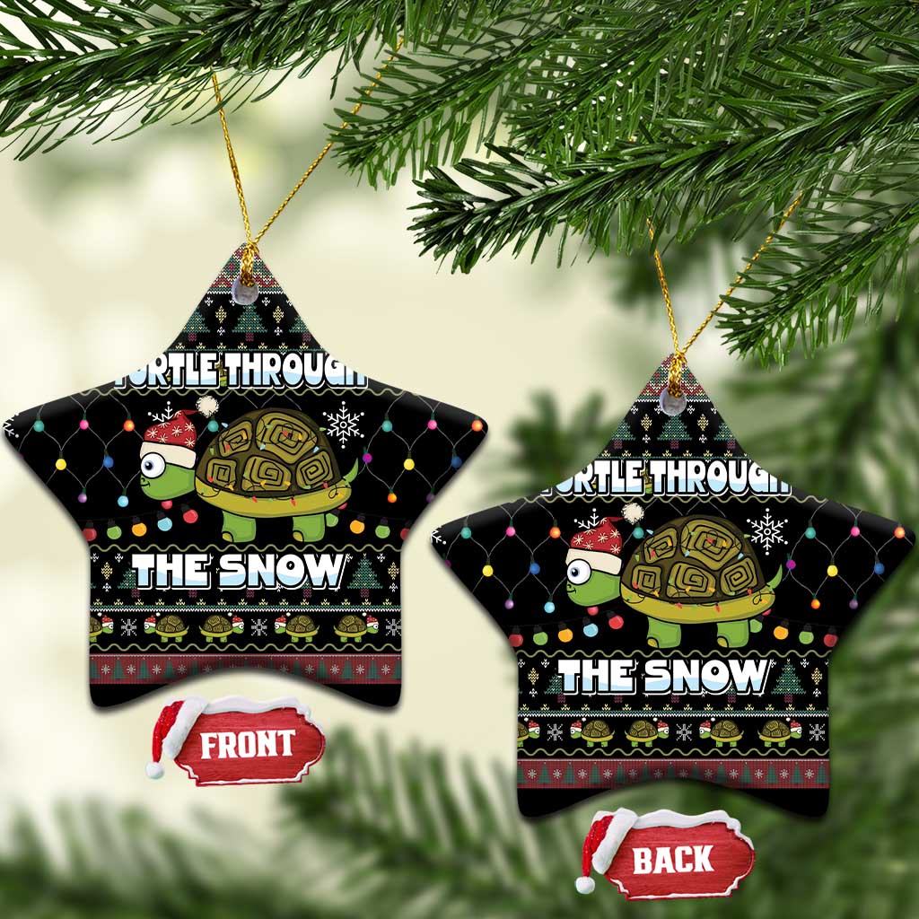 Turtle Through The Snow Christmas Ceramic Ornament DT03