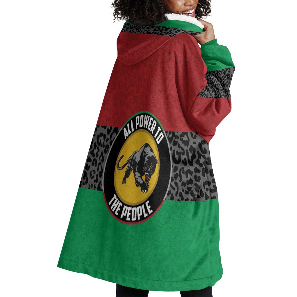 Personalized Pan African Black Panther Wearable Blanket Hoodie All Power To The People DT03