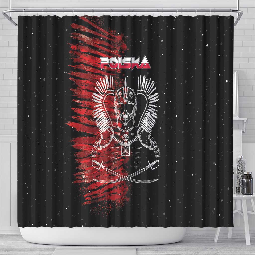 Polish Hussars Polska Shower Curtain Poland Coat of Arms DT03
