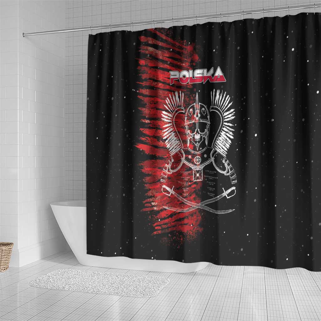 Polish Hussars Polska Shower Curtain Poland Coat of Arms DT03