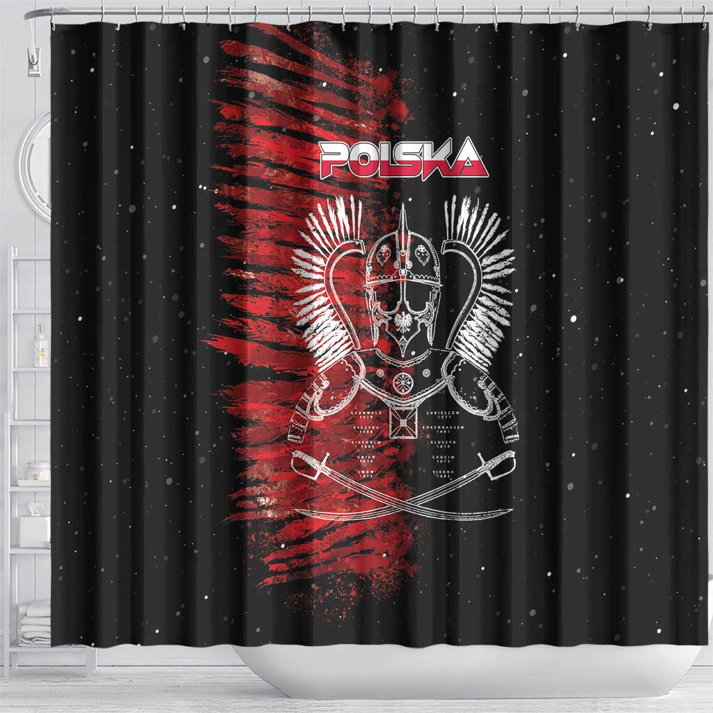 Polish Hussars Polska Shower Curtain Poland Coat of Arms DT03