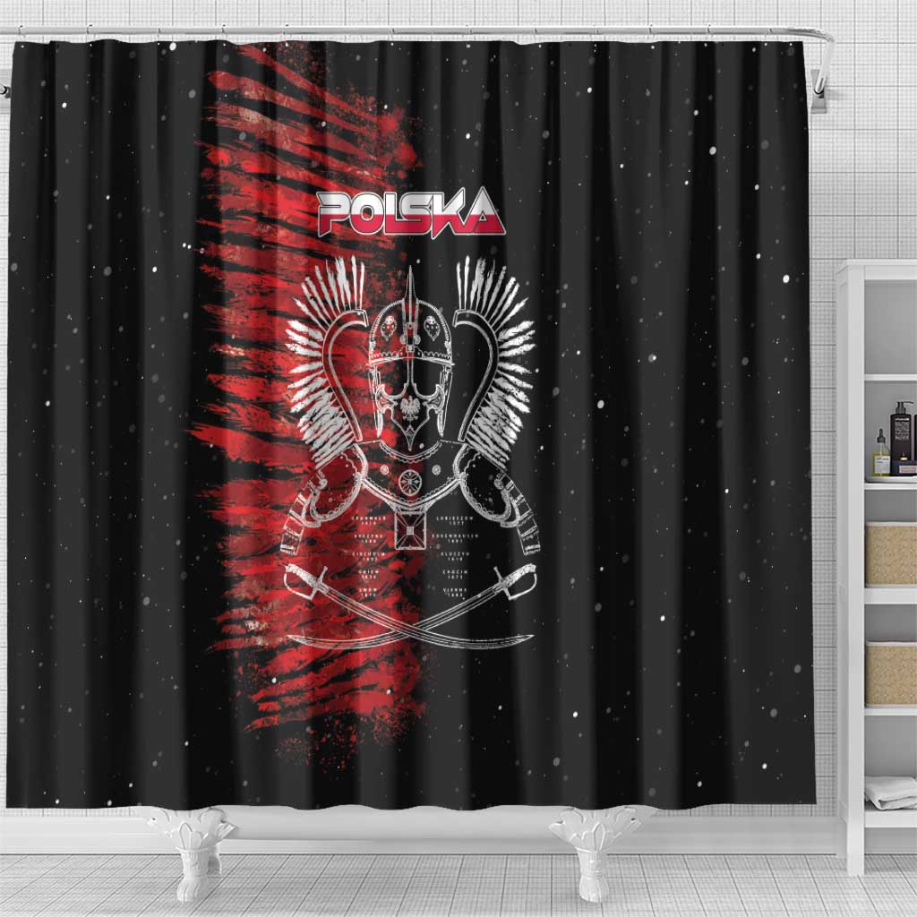 Polish Hussars Polska Shower Curtain Poland Coat of Arms DT03