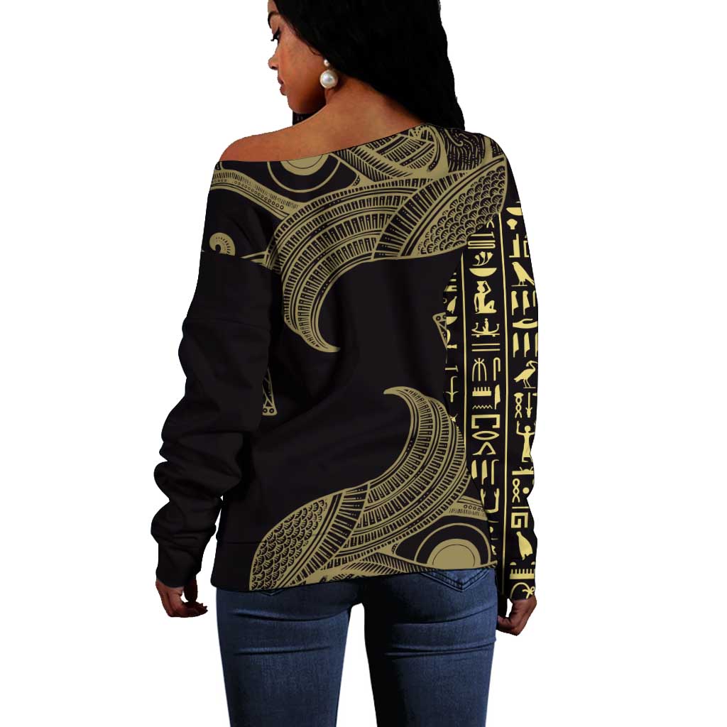 Afro Egypt Off Shoulder Sweater Horus Eyes Egyptian God DT03