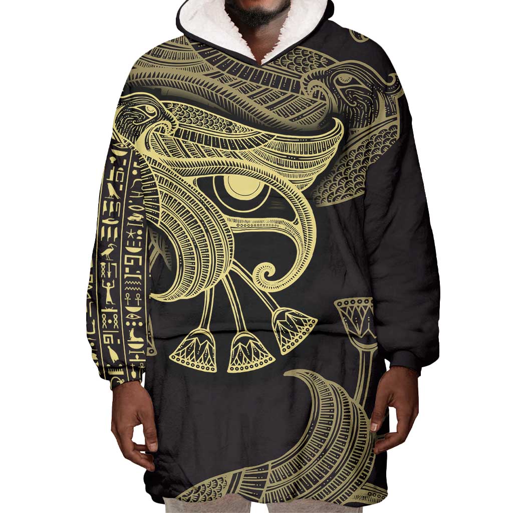 Afro Egypt Wearable Blanket Hoodie Horus Eyes Egyptian God DT03
